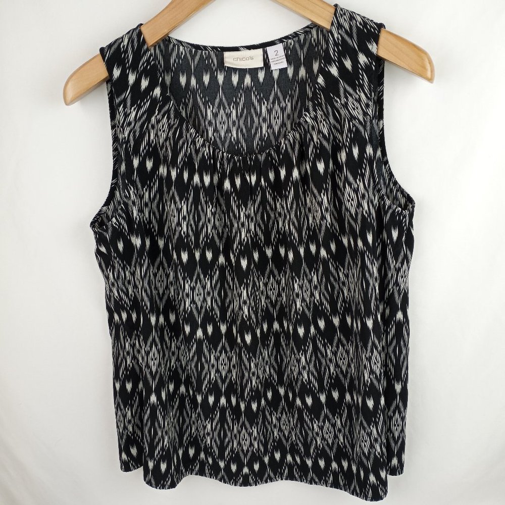 Chico's Tribal Aztec Print Sleeveless Blouse Size 2